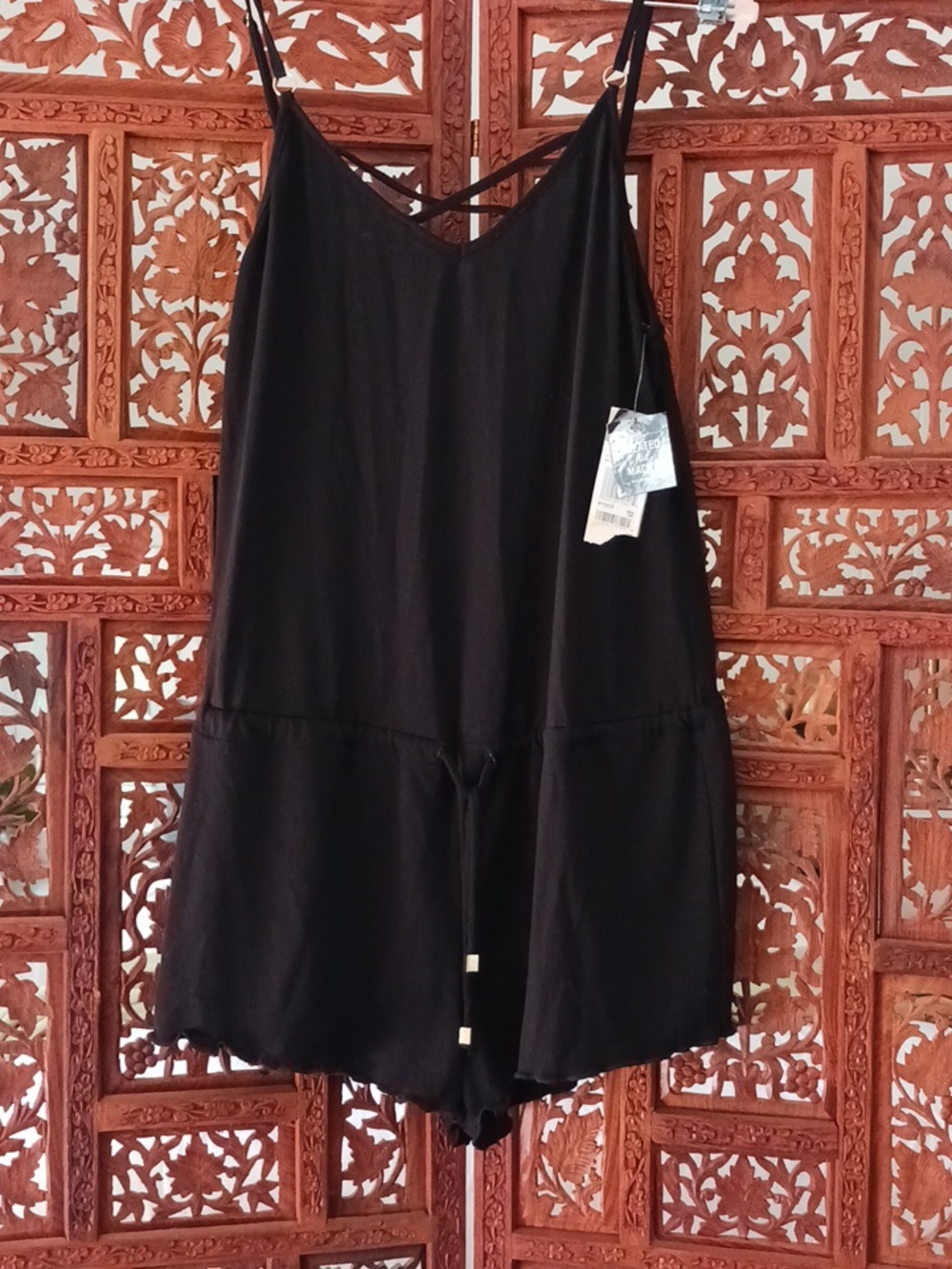 Macy's California Waves Black Romper SIZE M NWT